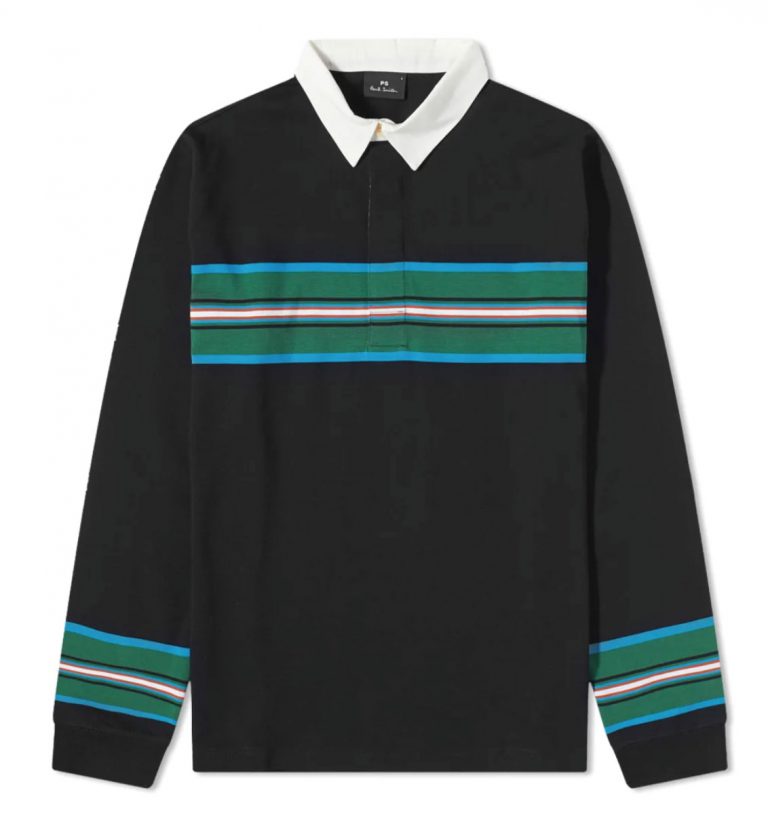 Paul Smith Stripe Rugby Shirt　 $610/a　
充滿青春活力的PS by Paul Smith以Rugby Shirt 為藍本，選取了綠、白和黑色調橫間搭配。